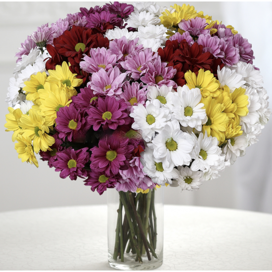 BOUQUET WITH MULTICOLORED DAISIES 