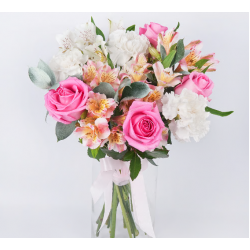 Bouquet of roses - alstroemeria and carnations