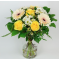 Bouquet of yellow roses - gerberas and chrysanthemums